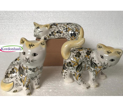 Seramik Çini İşleme Kedi Figürü