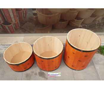 Ahşap Zeytin Turşu Baharat Bakliyat Kabı Çap 35 cm Kapaklı