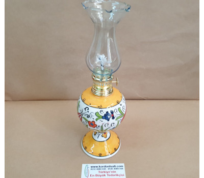 Çini Gaz Lambası 25 cm Sarı